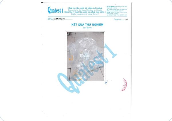 Phiếu kết quả thử nghiệm có ảnh mẫu